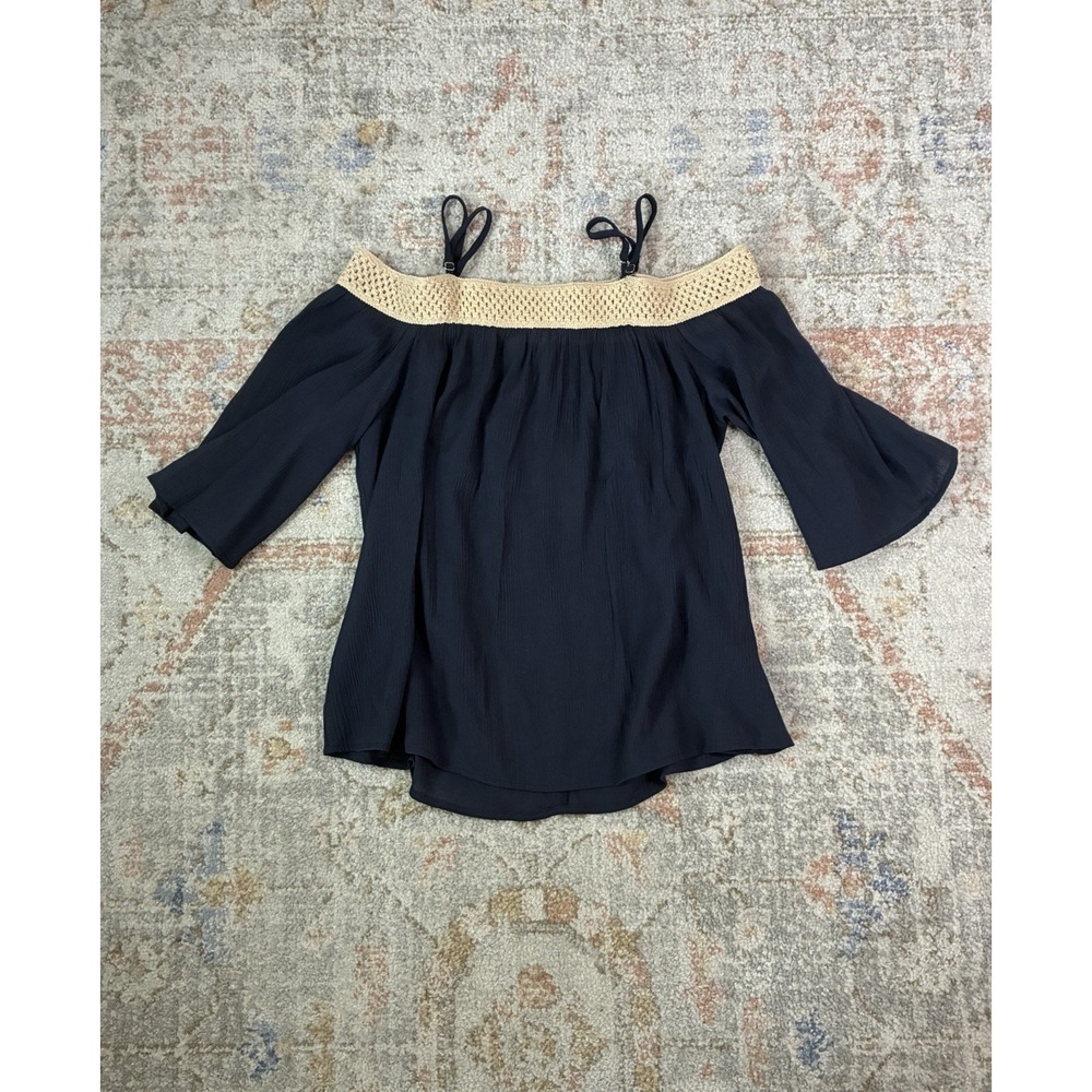 Cold Shoulder Gauze Mi Ami Blouse Coquette Flowy Peasant Sz M